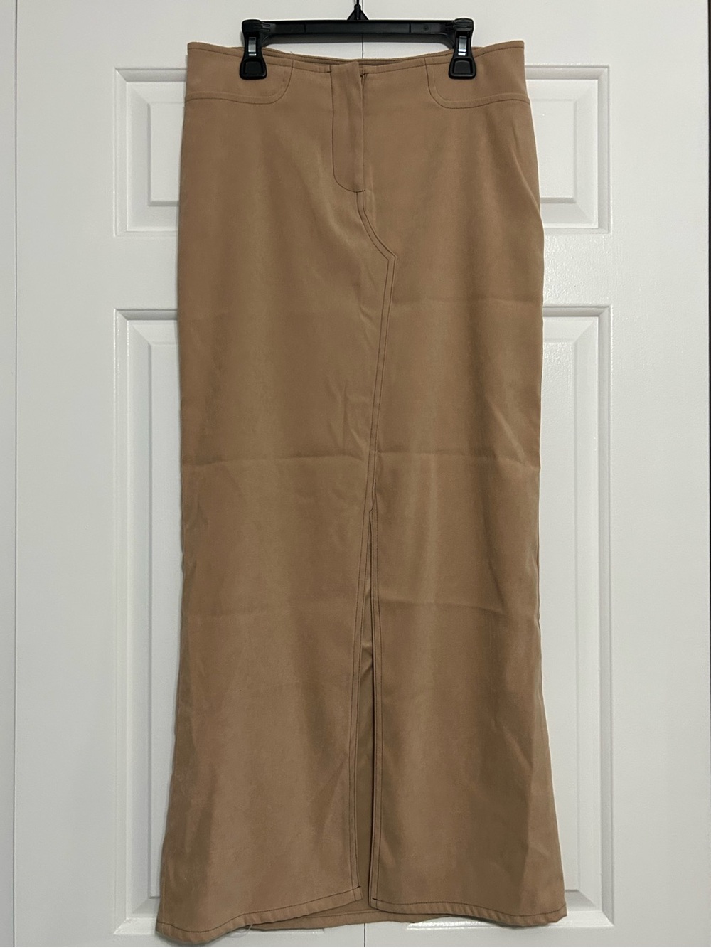 Vintage 90s XOXO Tan Microsuede Maxi Skirt - Size 3 - Made in USA Label